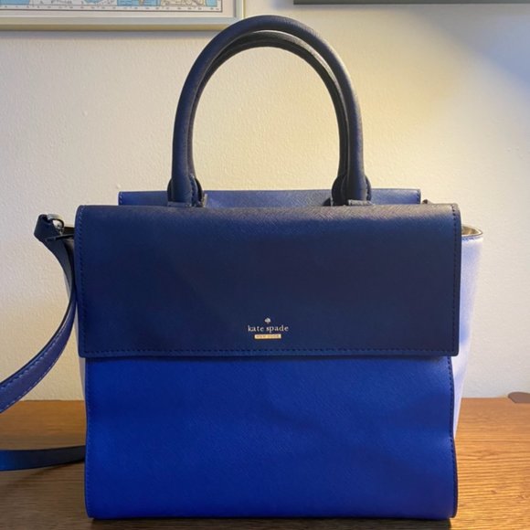 Three-Tone Kate Spade Satchel Bag w/ Detachable Strap - Picture 1 of 7